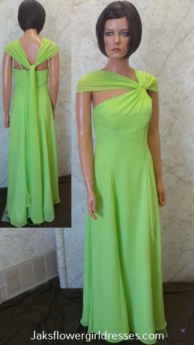 lime green chiffon dresses
